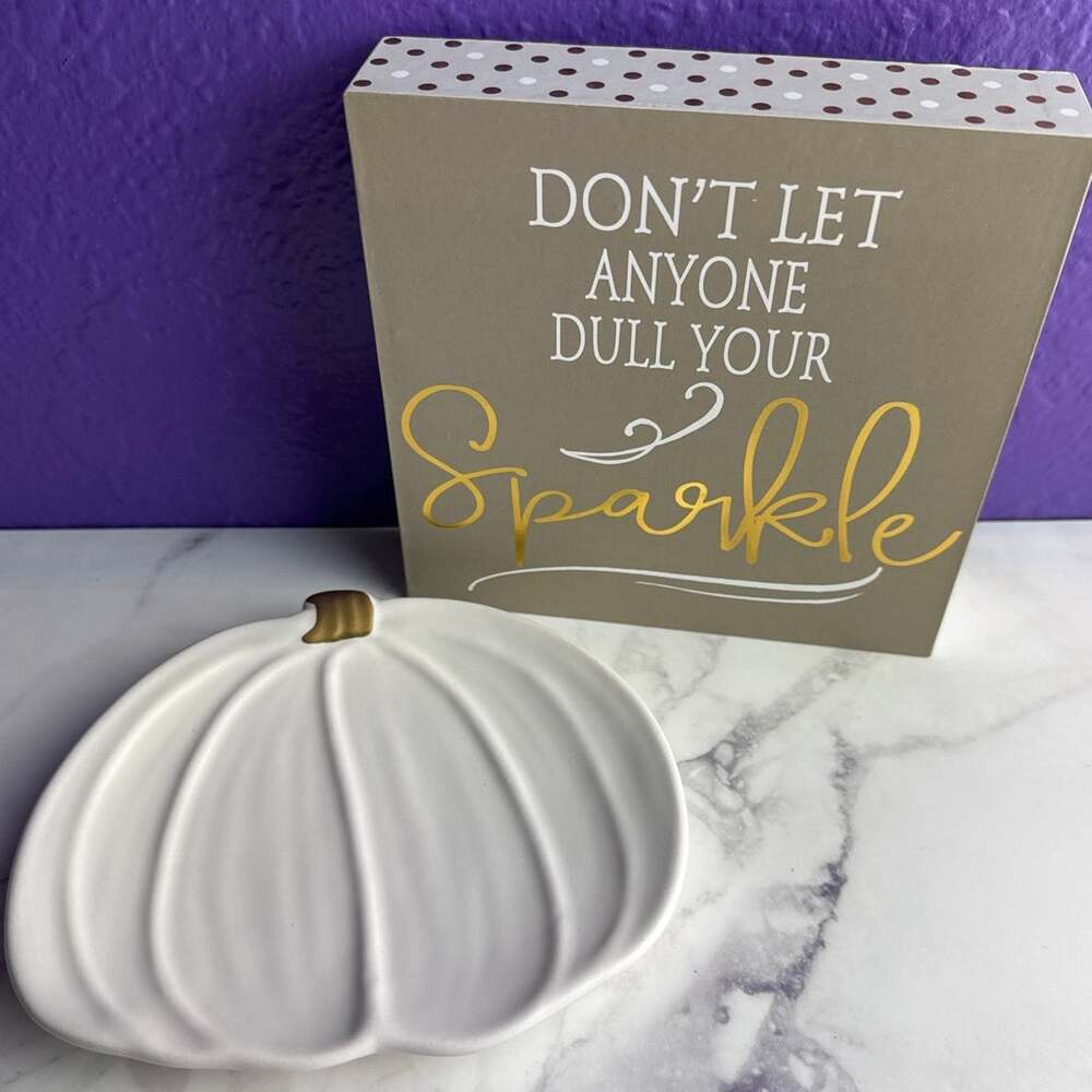 IQ Accessories White Ceramic Pumpkin Trinket Tray Belle Maison Sparkle Box Sign